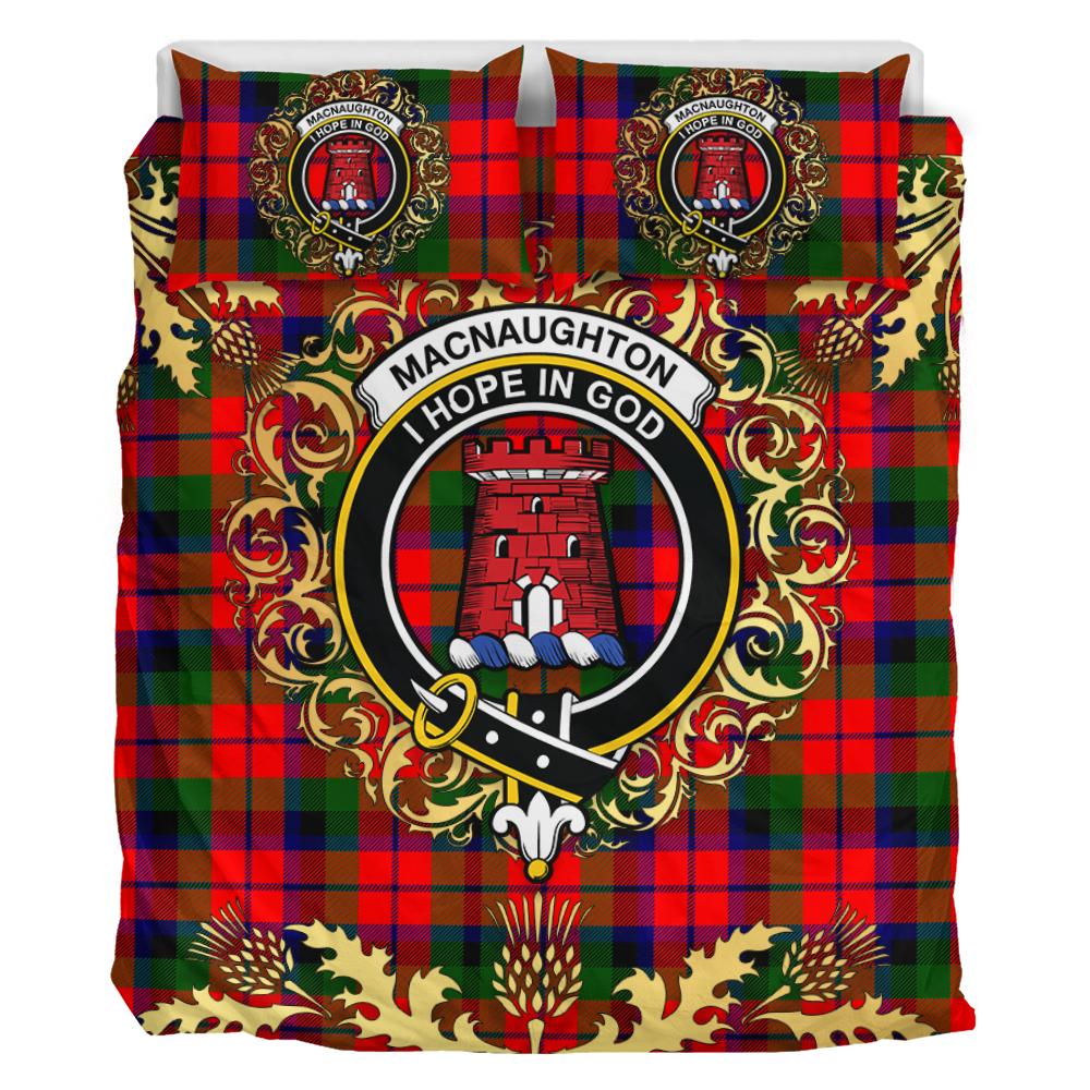MacNaughton Modern Tartan Crest Bedding Set - Golden Thistle Style
