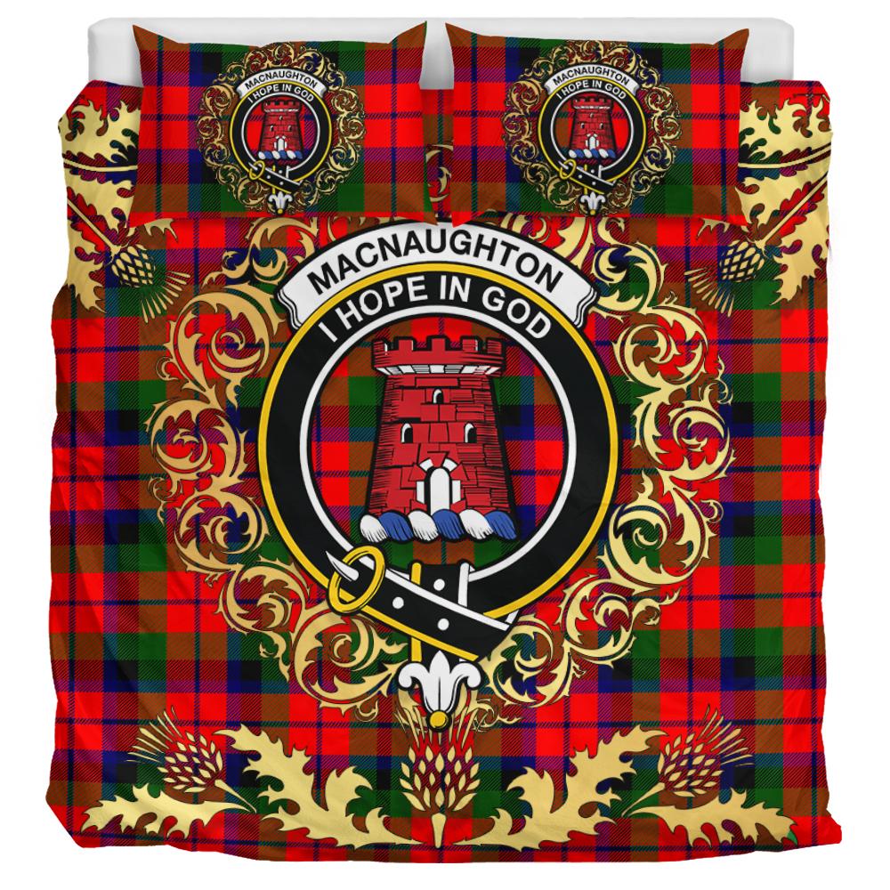 MacNaughton Modern Tartan Crest Bedding Set - Golden Thistle Style