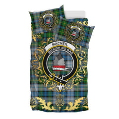 MacNeil Dress Tartan Crest Bedding Set - Golden Thistle Style