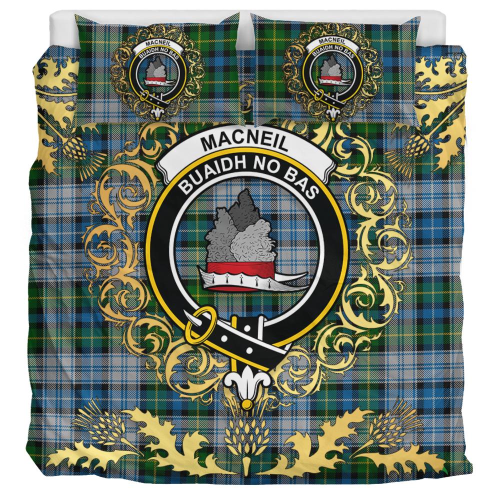 MacNeil Dress Tartan Crest Bedding Set - Golden Thistle Style