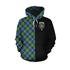 MacNeil of Barra Ancient Tartan Hoodie Half of Me - Cross Style