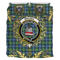 MacNeil of Barra Ancient Tartan Crest Bedding Set - Golden Thistle Style
