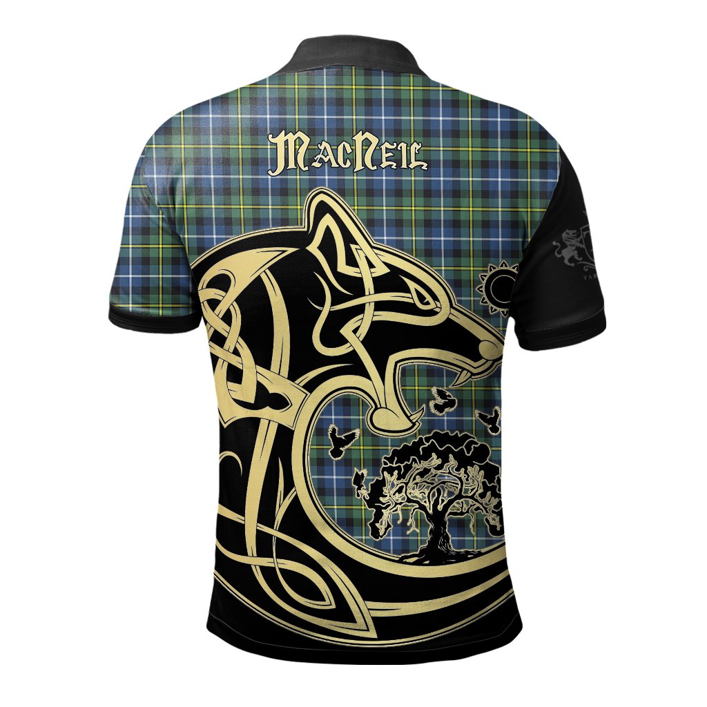 MacNeil of Barra Ancient Tartan Polo Shirt Viking Wolf