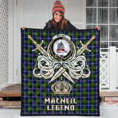 MacNeil of Barra Modern Tartan Crest Legend Gold Royal Premium Quilt