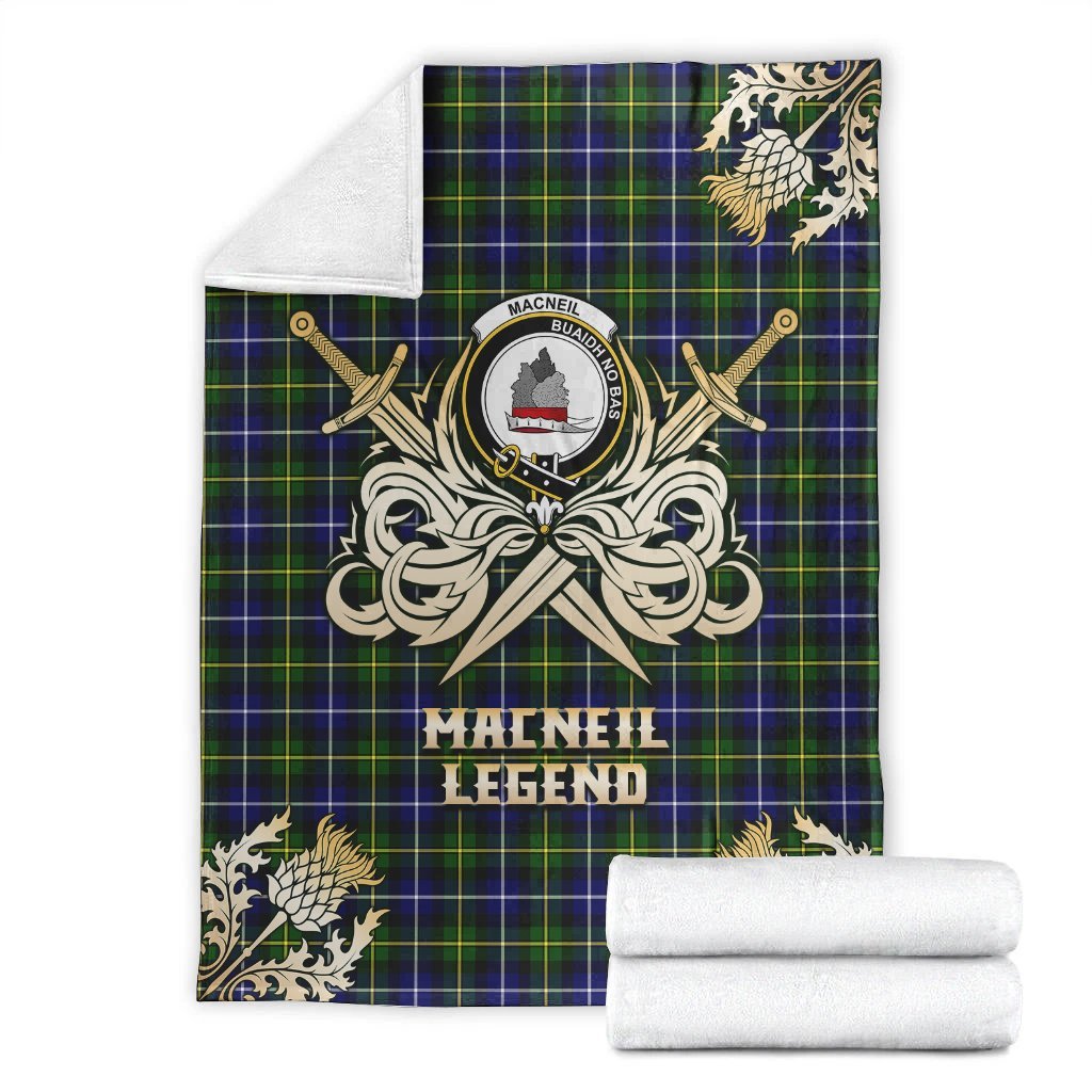 MacNeil of Barra Modern Tartan Gold Courage Symbol Blanket
