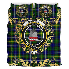 MacNeil of Barra Modern Tartan Crest Bedding Set - Golden Thistle Style