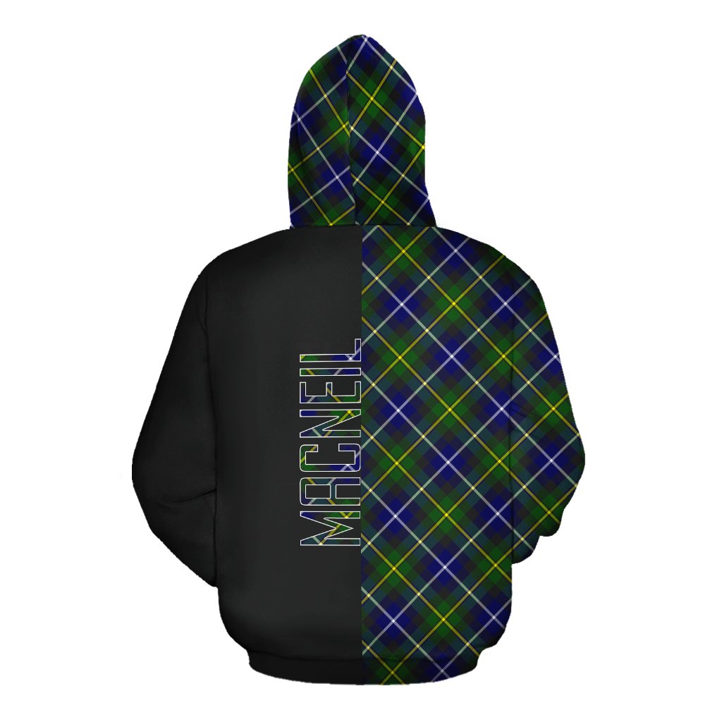 MacNeil of Barra Modern Tartan Hoodie Half of Me - Cross Style