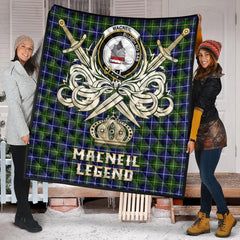 MacNeil of Barra Modern Tartan Crest Legend Gold Royal Premium Quilt