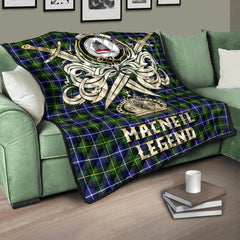 MacNeil of Barra Modern Tartan Crest Legend Gold Royal Premium Quilt