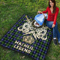MacNeil of Barra Modern Tartan Crest Legend Gold Royal Premium Quilt