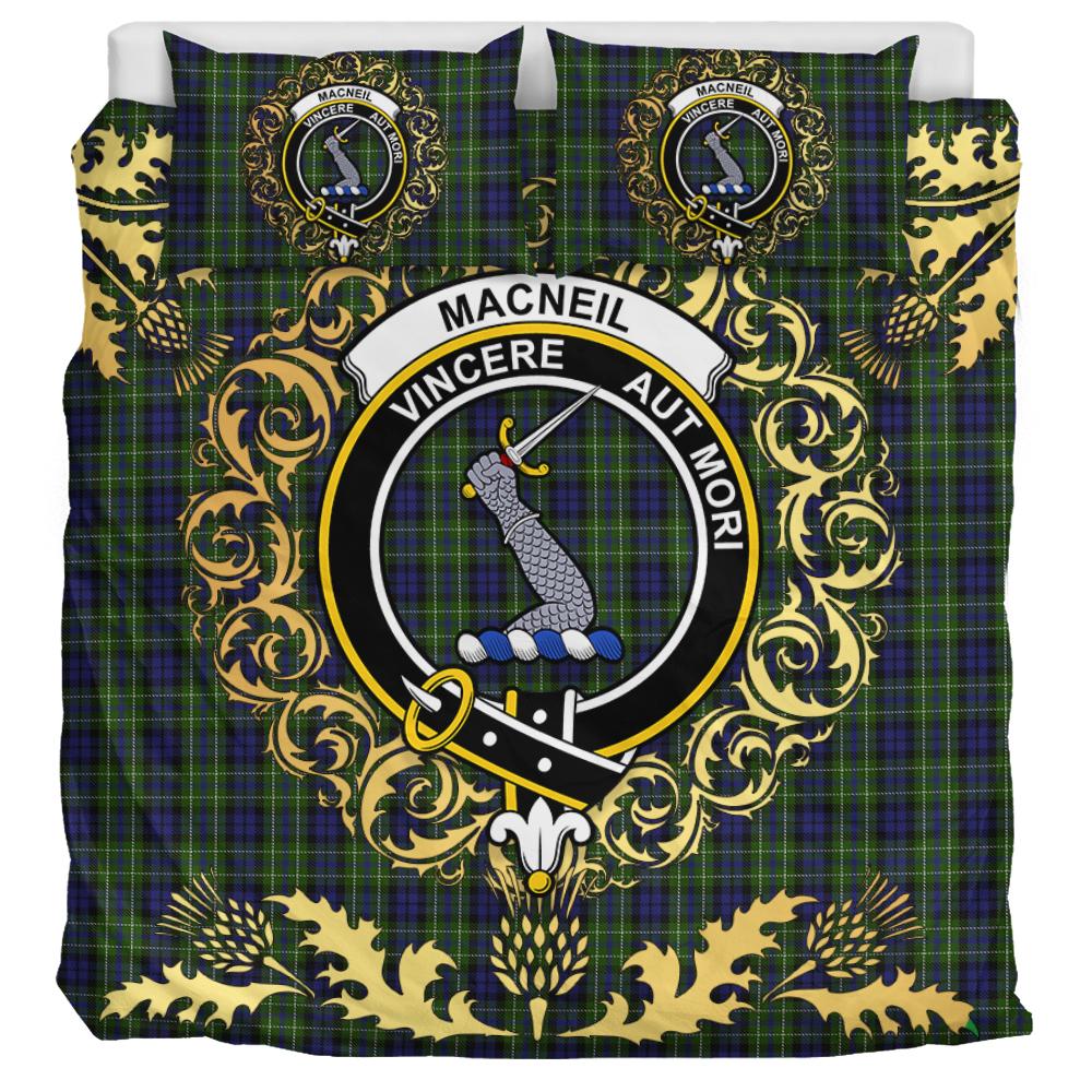 MacNeil of Colonsay Tartan Crest Bedding Set - Golden Thistle Style