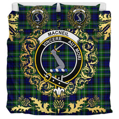 MacNeil of Colonsay Modern Tartan Crest Bedding Set - Golden Thistle Style