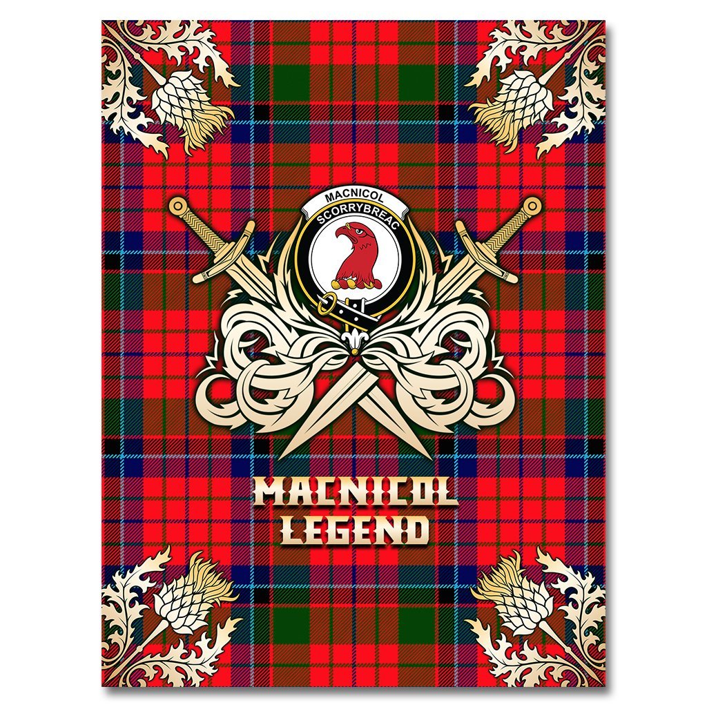 MacNicol of Scorrybreac Tartan Gold Courage Symbol Blanket