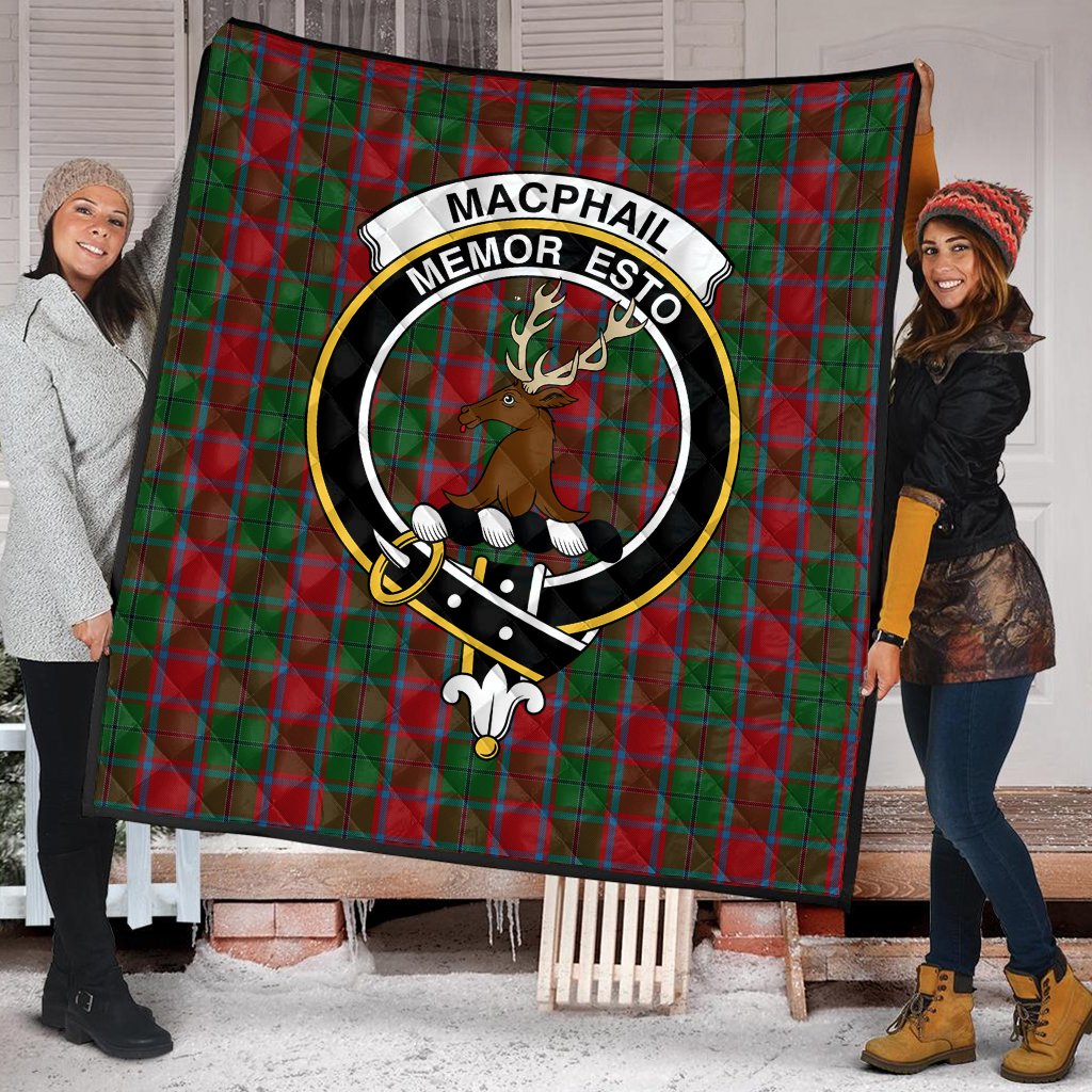 MacPhail Blue Bands Tartan Crest Quilt