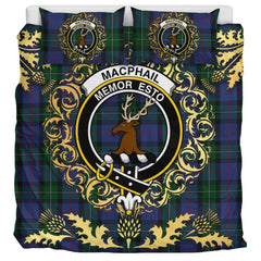 MacPhail Hunting Tartan Crest Bedding Set - Golden Thistle Style