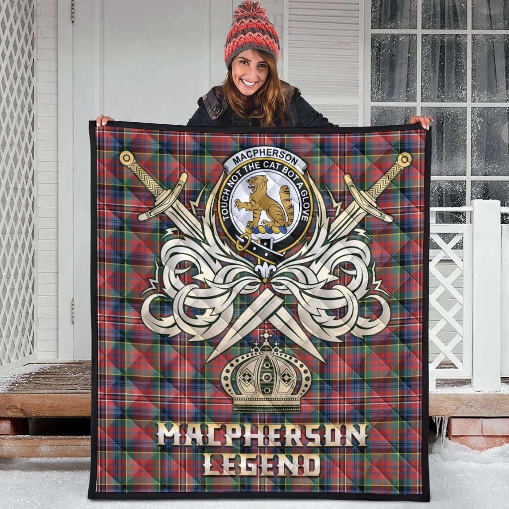 MacPherson Ancient Tartan Crest Legend Gold Royal Premium Quilt