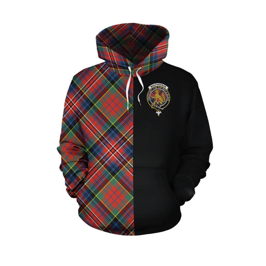 MacPherson Ancient Tartan Hoodie Half of Me - Cross Style