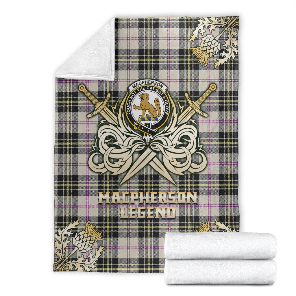 MacPherson Dress Ancient Tartan Gold Courage Symbol Blanket