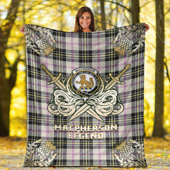 MacPherson Dress Ancient Tartan Gold Courage Symbol Blanket