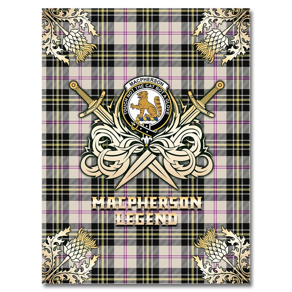 MacPherson Dress Ancient Tartan Gold Courage Symbol Blanket