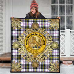 MacPherson Dress Modern Tartan Crest Premium Quilt - Gold Thistle Style