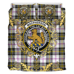 MacPherson Dress Modern Tartan Crest Bedding Set - Golden Thistle Style