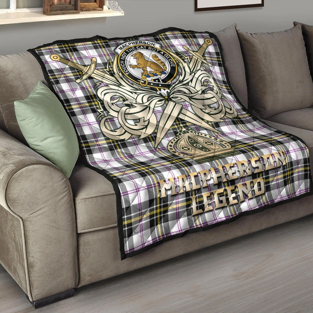 MacPherson Dress Modern Tartan Crest Legend Gold Royal Premium Quilt