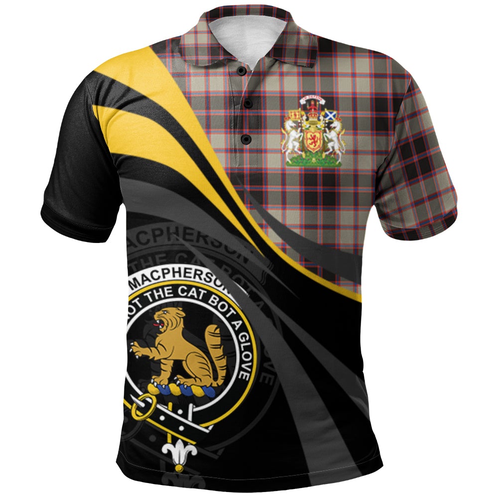 MacPherson Hunting Ancient Tartan Polo Shirt - Royal Coat Of Arms Style