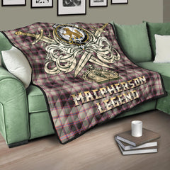 MacPherson Hunting Ancient Tartan Crest Legend Gold Royal Premium Quilt