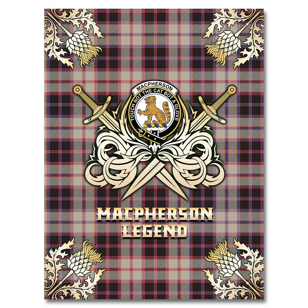 MacPherson Hunting Ancient Tartan Gold Courage Symbol Blanket