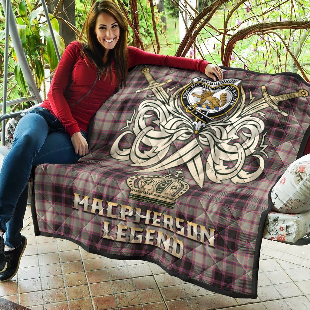 MacPherson Hunting Ancient Tartan Crest Legend Gold Royal Premium Quilt