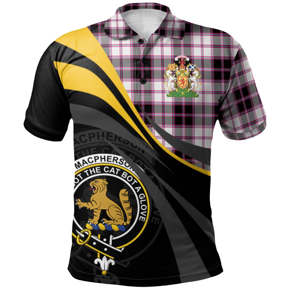 MacPherson Hunting Modern Tartan Polo Shirt - Royal Coat Of Arms Style