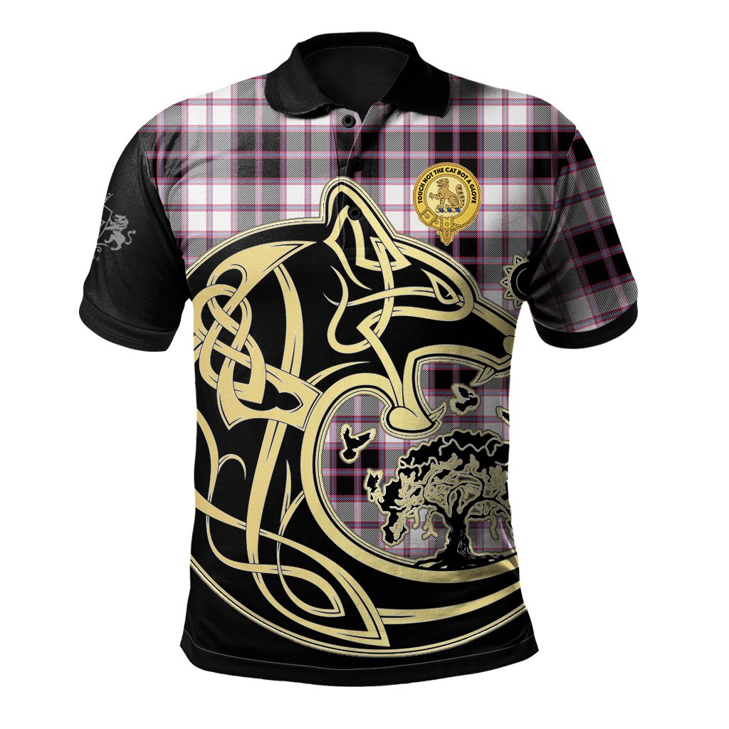 MacPherson Hunting Modern Tartan Polo Shirt Viking Wolf