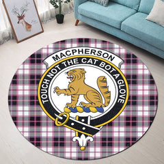 MacPherson Hunting Modern Tartan Crest Round Rug