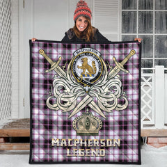 MacPherson Hunting Modern Tartan Crest Legend Gold Royal Premium Quilt