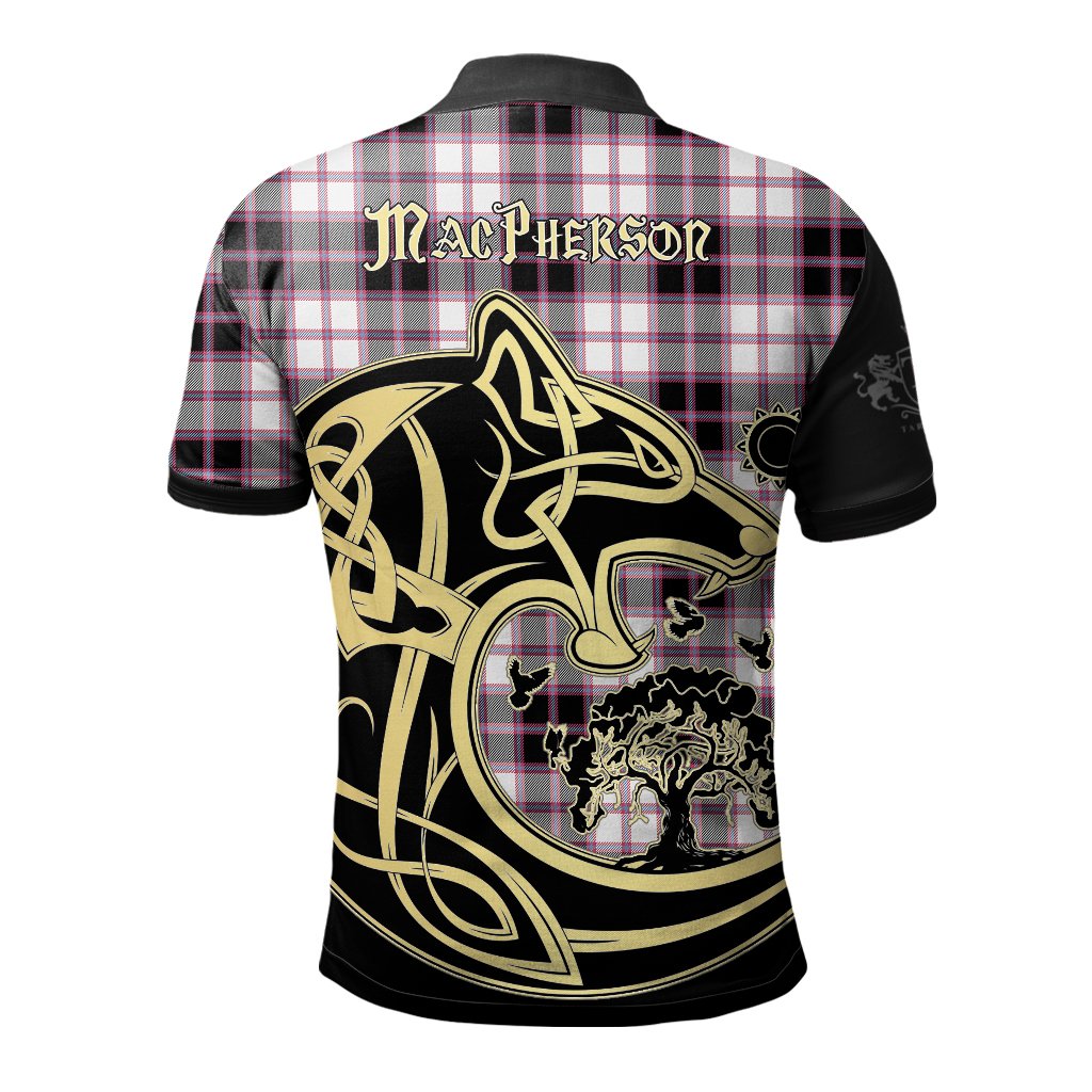 MacPherson Hunting Modern Tartan Polo Shirt Viking Wolf