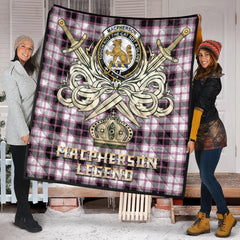 MacPherson Hunting Modern Tartan Crest Legend Gold Royal Premium Quilt