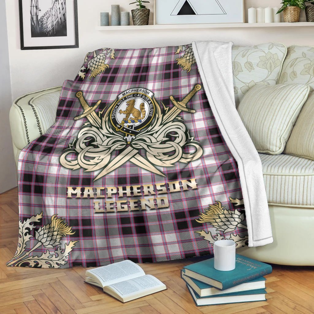 MacPherson Hunting Modern Tartan Gold Courage Symbol Blanket