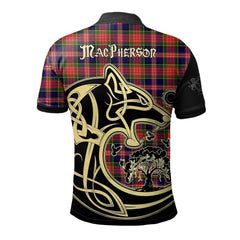 MacPherson Modern Tartan Polo Shirt Viking Wolf