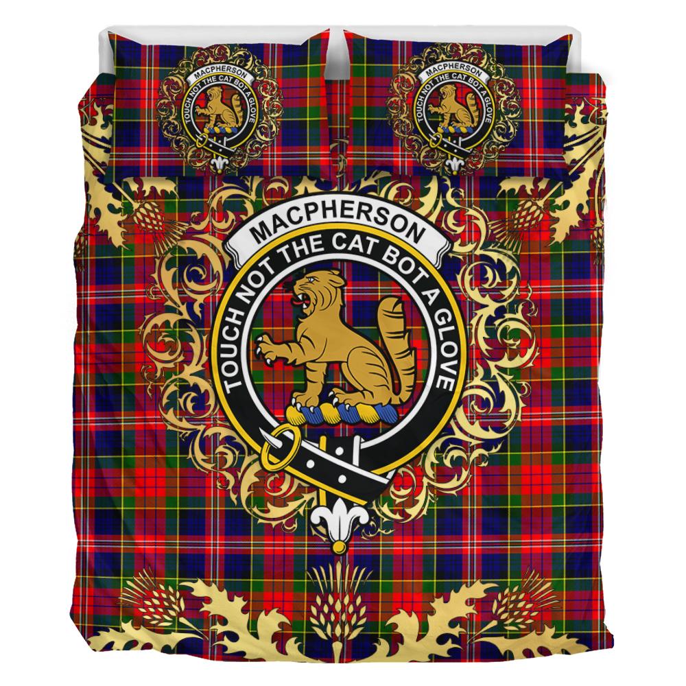 MacPherson Modern Tartan Crest Bedding Set - Golden Thistle Style