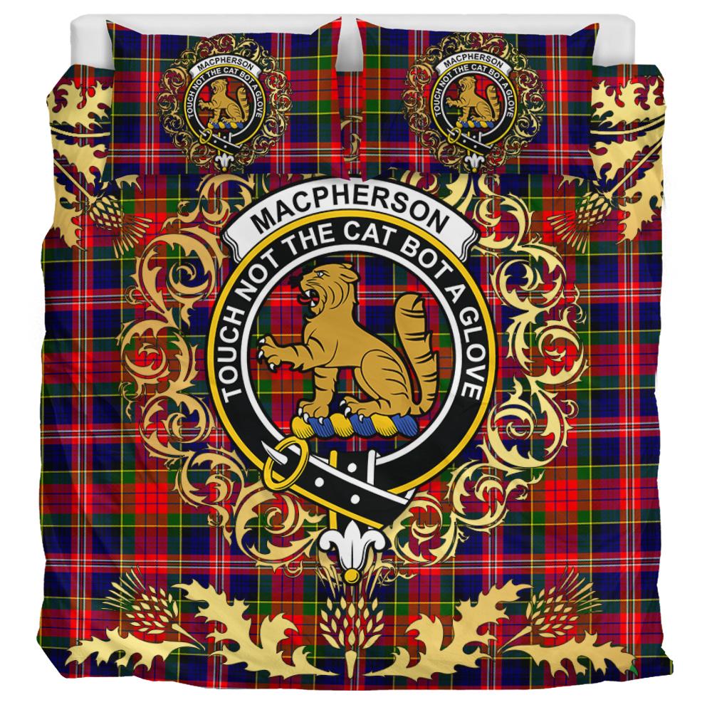 MacPherson Modern Tartan Crest Bedding Set - Golden Thistle Style