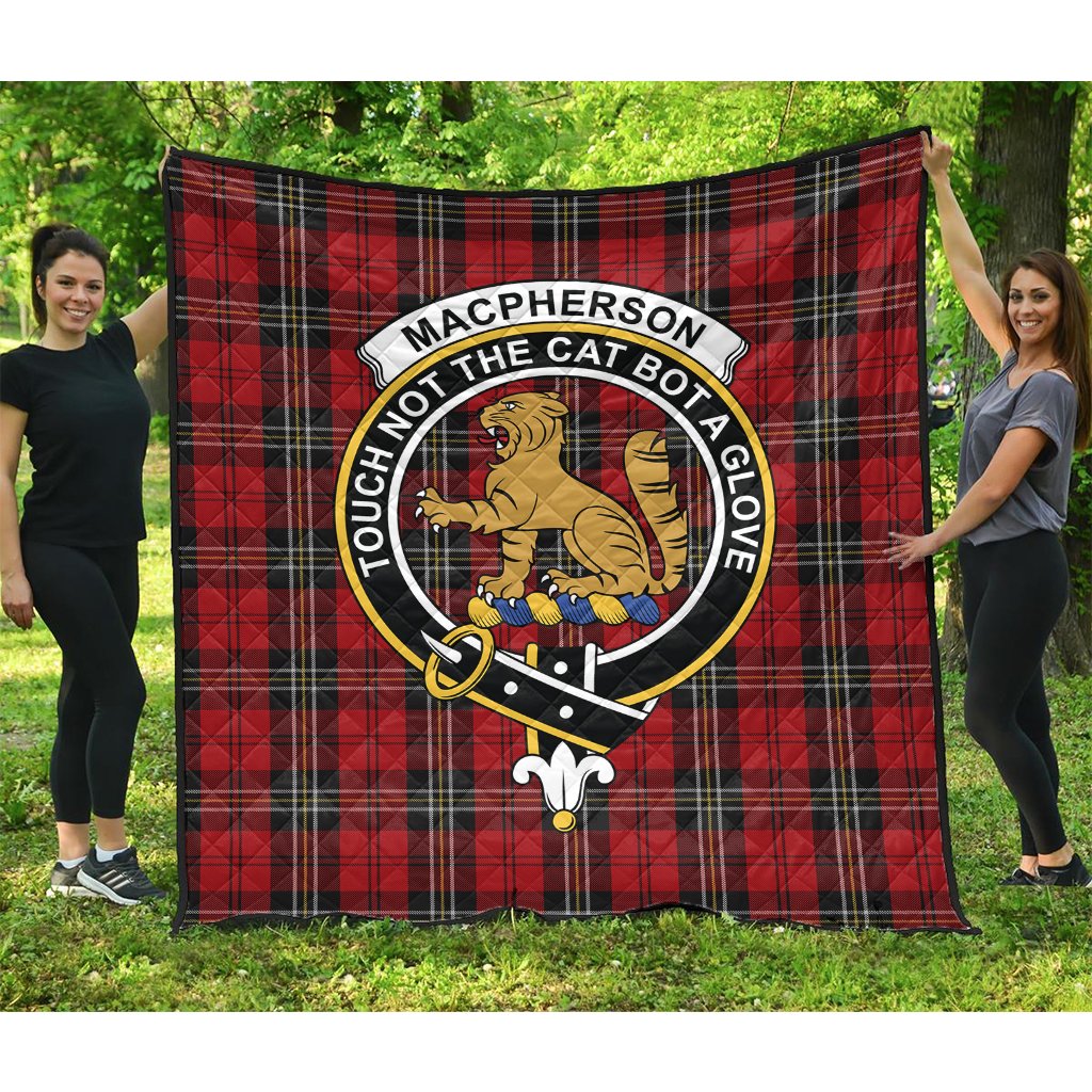 MacPherson Red Cluny Tartan Crest Quilt