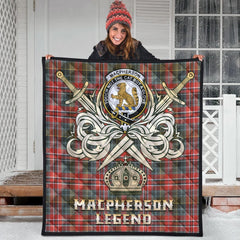 MacPherson Weathered Tartan Crest Legend Gold Royal Premium Quilt