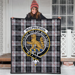 MacPherson of Cluny Black and White Tartan Crest Quilt
