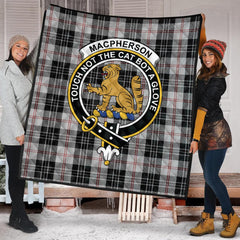 MacPherson of Cluny Black and White Tartan Crest Quilt
