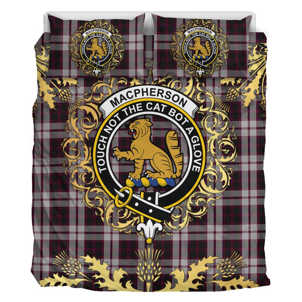 MacPherson of Pitmain Tartan Crest Bedding Set - Golden Thistle Style