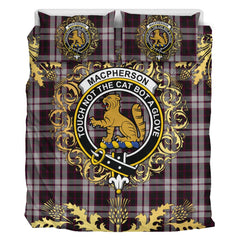 MacPherson of Pitmain Tartan Crest Bedding Set - Golden Thistle Style