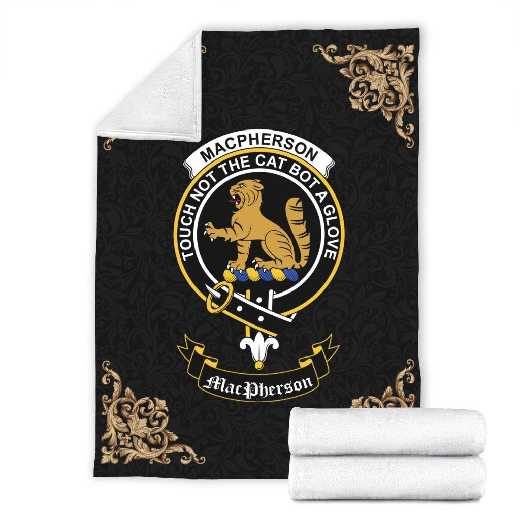 MacPherson (Chief) Crest Tartan Premium Blanket Black