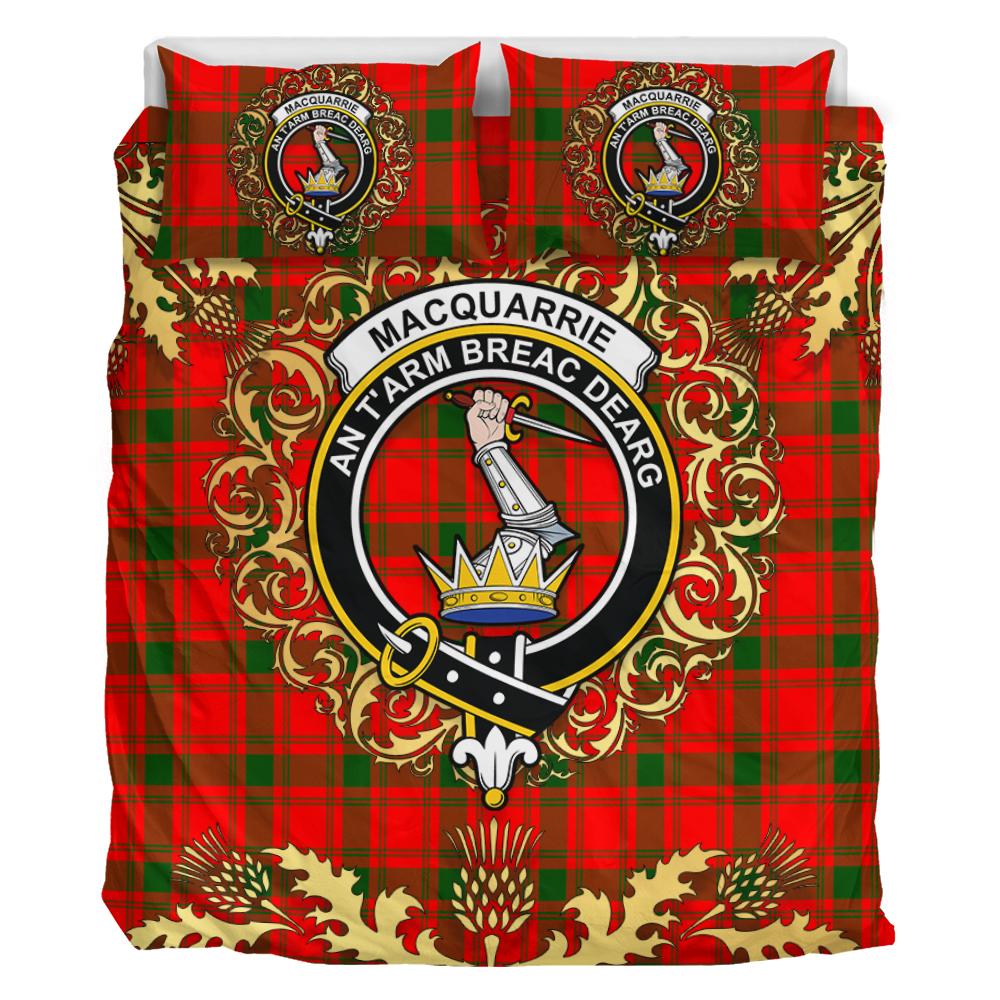 MacQuarrie Modern Tartan Crest Bedding Set - Golden Thistle Style