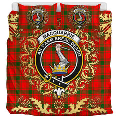 MacQuarrie Modern Tartan Crest Bedding Set - Golden Thistle Style
